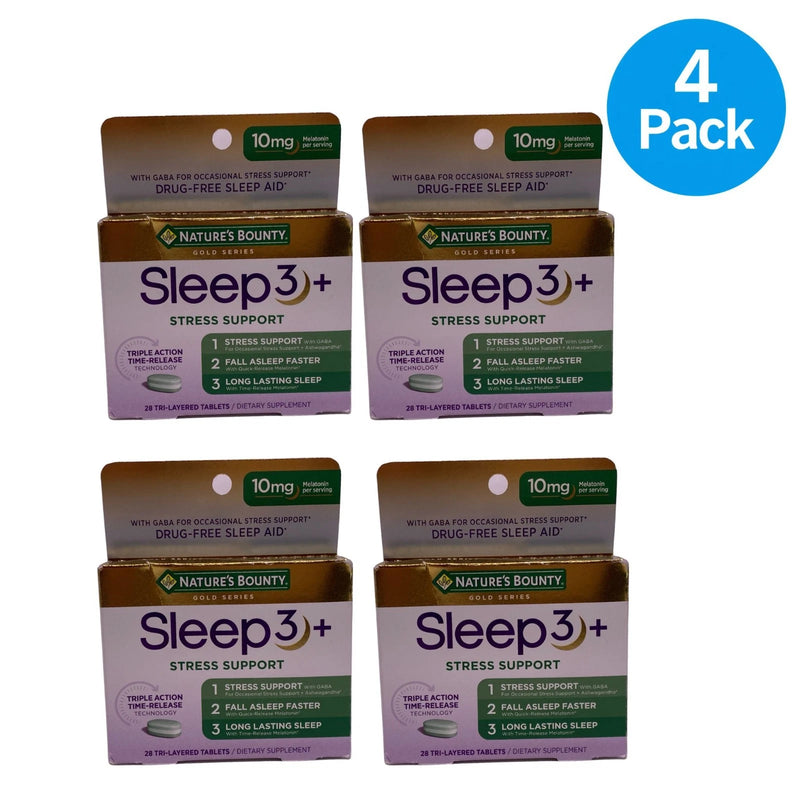 Nature's Bounty Sleep3+ Stress Support 10mg tablets 4 pack box expires 02/27