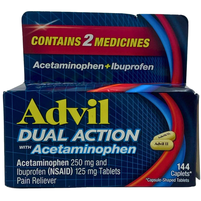 Advil Dual Action Acetaminophen 250mg Ibuprofen 125mg 144ct 1 Pack Exp 05/27 New