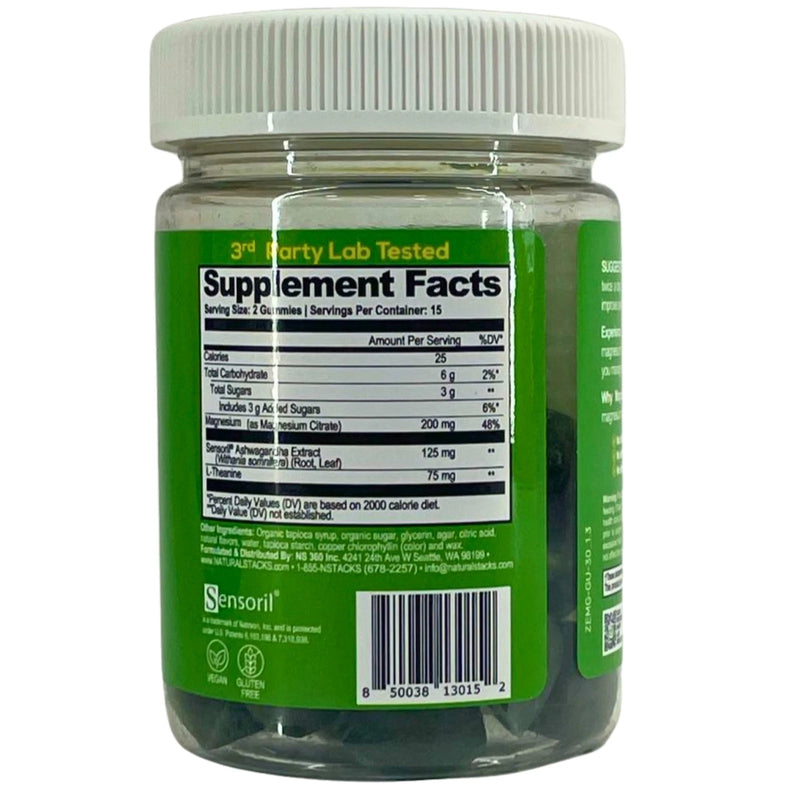 Natural Stacks ZEN Magnesium Gummies Ashwagandha Green Apple 30 Ct 4 Pack New