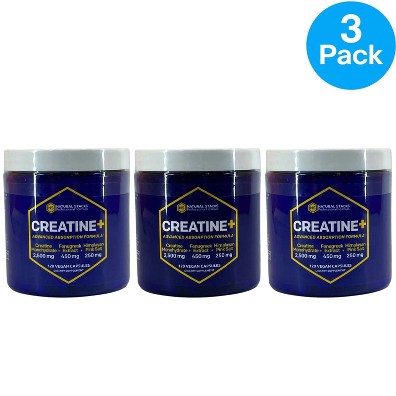 Natural Stacks Creatine+ 120 Capsules 3 Pack New Exp 01/2027