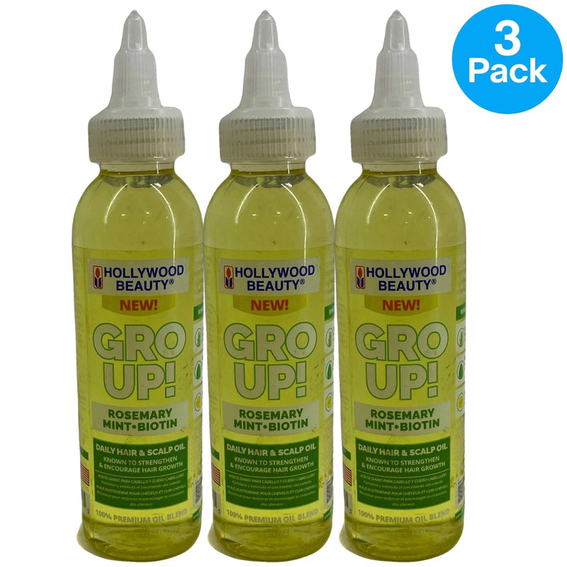 Hollywood Beauty Gro Up Rosemary Mint Biotin Daily Hair & Scalp Oil 3 Pack New