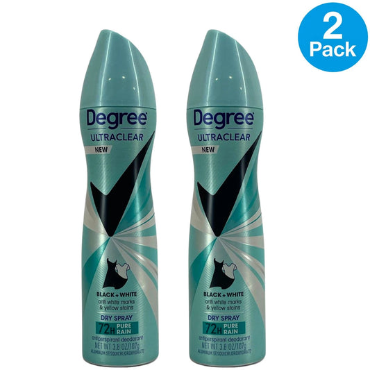 Degree UltraClear Black + White Dry Spray Pure Rain deodorant 3.8 oz 2-pack