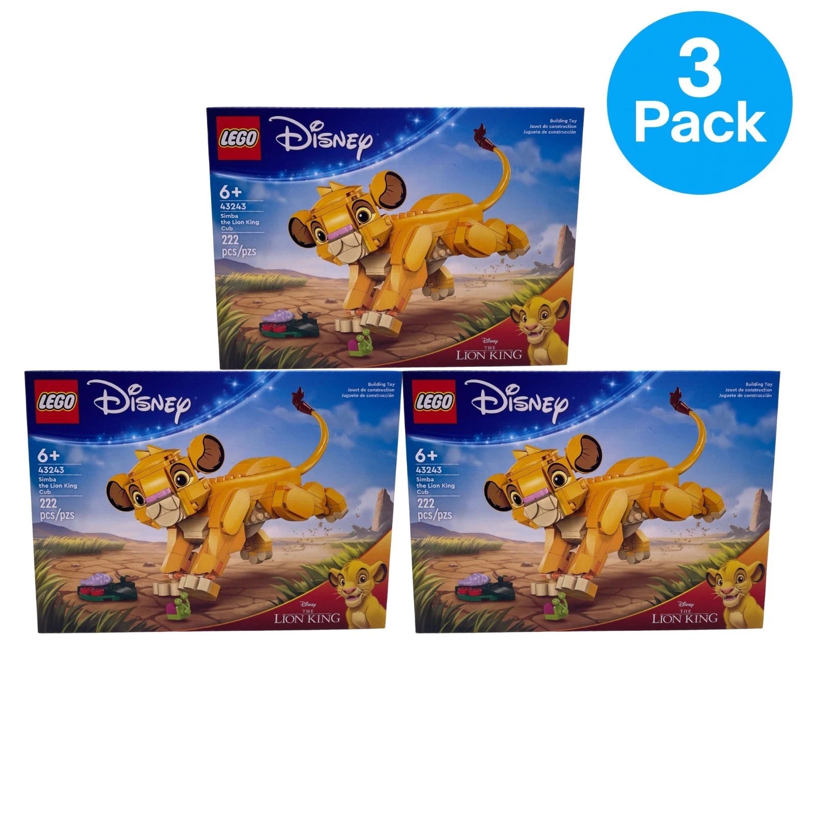 LEGO Disney Simba Lion King 43243 Building Set 222 PCS 3 Pack New