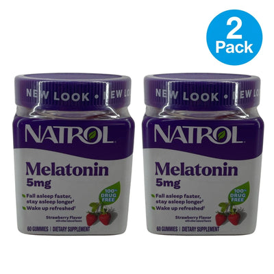 Natrol Melatonin 5mg Strawberry 60 Gummies 2 Pack New
