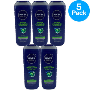 NIVEA MEN Maximum Hydration 3 in 1 Body Wash Aloe Vera 16.9 oz 5 Pack New