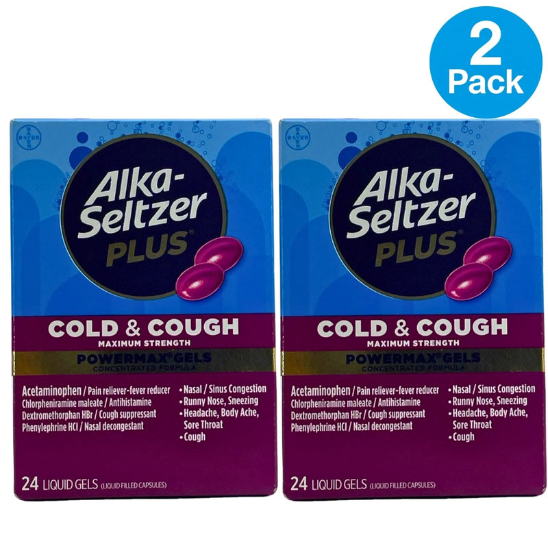 Alka-Seltzer Plus Cold Cough Maximum Strength PowerMax Gels 2 Pack New Exp 02/27
