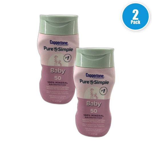 Coppertone Pure & Simple Baby Mineral Sunscreen 50 6oz Exp 01/27 Pack of 2 New