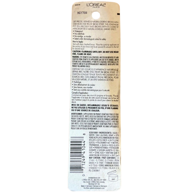 L'Oreal Paris Brow Stylist Micro Ink Pen 630 Blond 0.033 fl oz 1 Pack