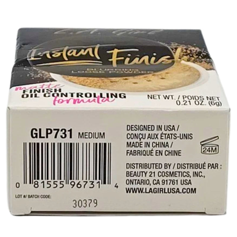 L.A.Girl Instant Finishing Powder Blurring Oil Control Loose GLP731 Matte Medium, 0.21oz - 1 Pack