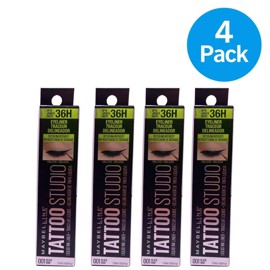 Maybelline Tattoo Studio Liquid Ink Liner 001 Black Noir 36H 4 Pack New