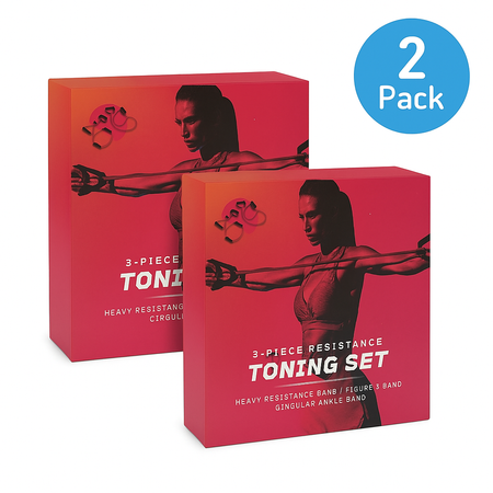3-Piece Resistance Toning Set Bands Exercise Kit 2 Pack New