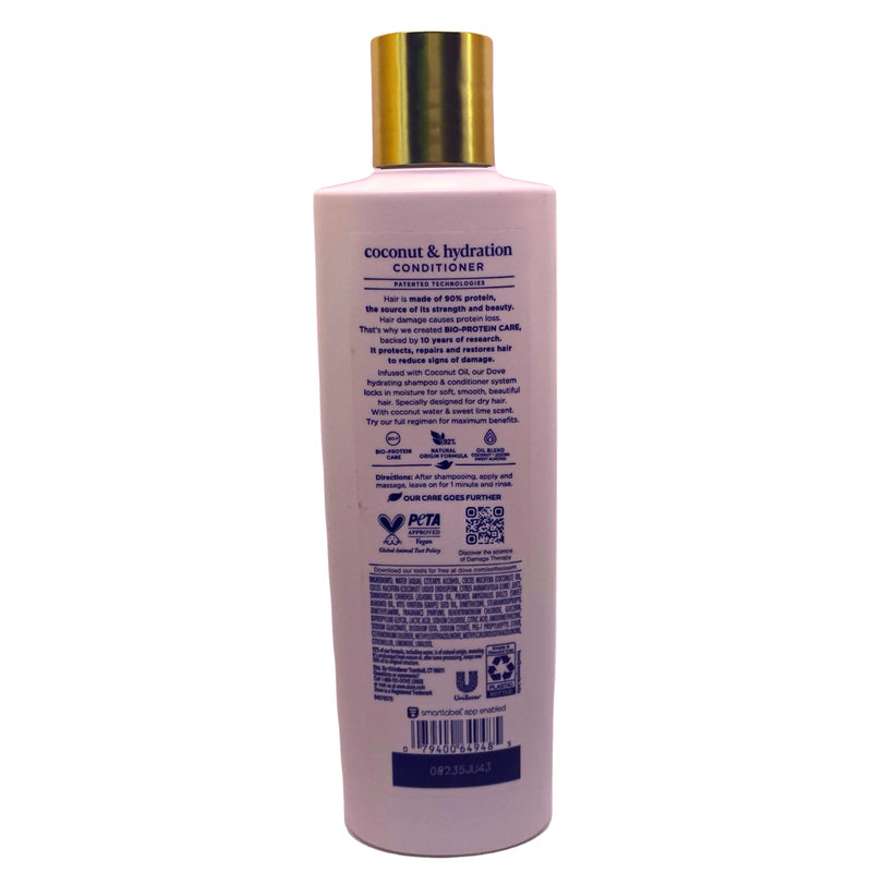Dove Coconut & Hydration Conditioner Bio-Protein Care + Coconut Oil 12 oz 2 Pack