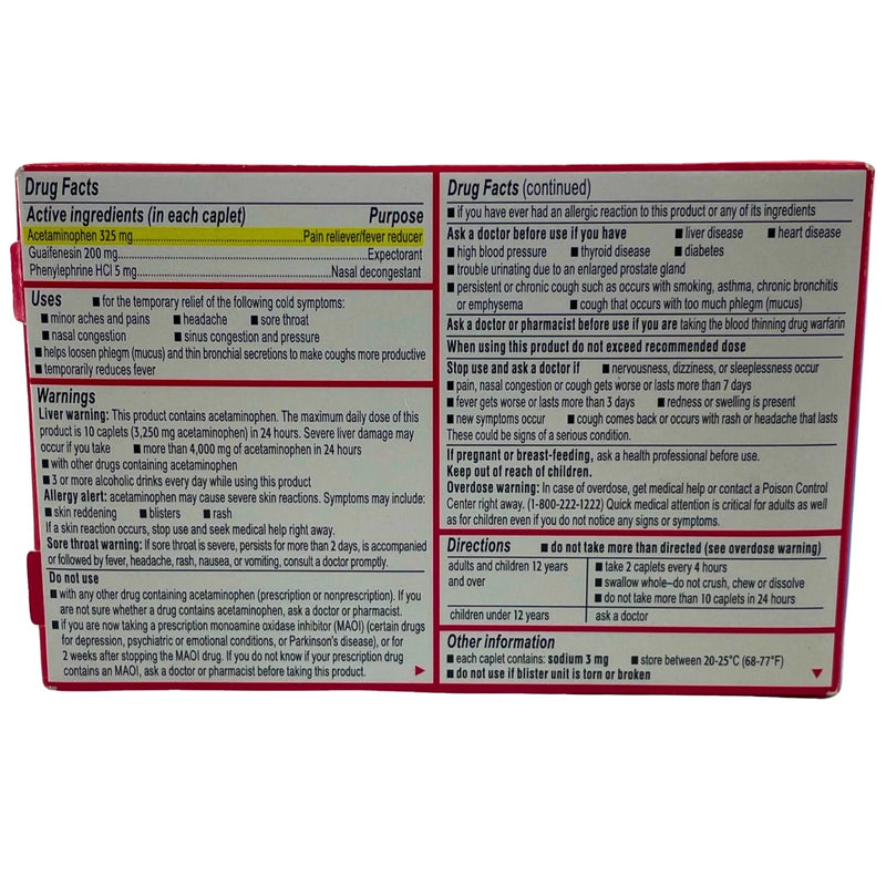 Tylenol Cold + Head Congestion Severe Caplets Acetaminophen 24 Ct Exp 11/26 7 P