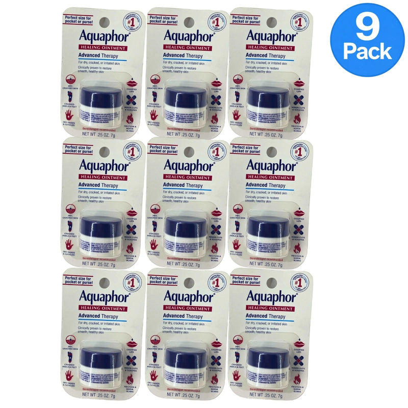 Aquaphor Healing Ointment Advanced Therapy Pocket Size 0.25 Oz Jar 9 Pack New