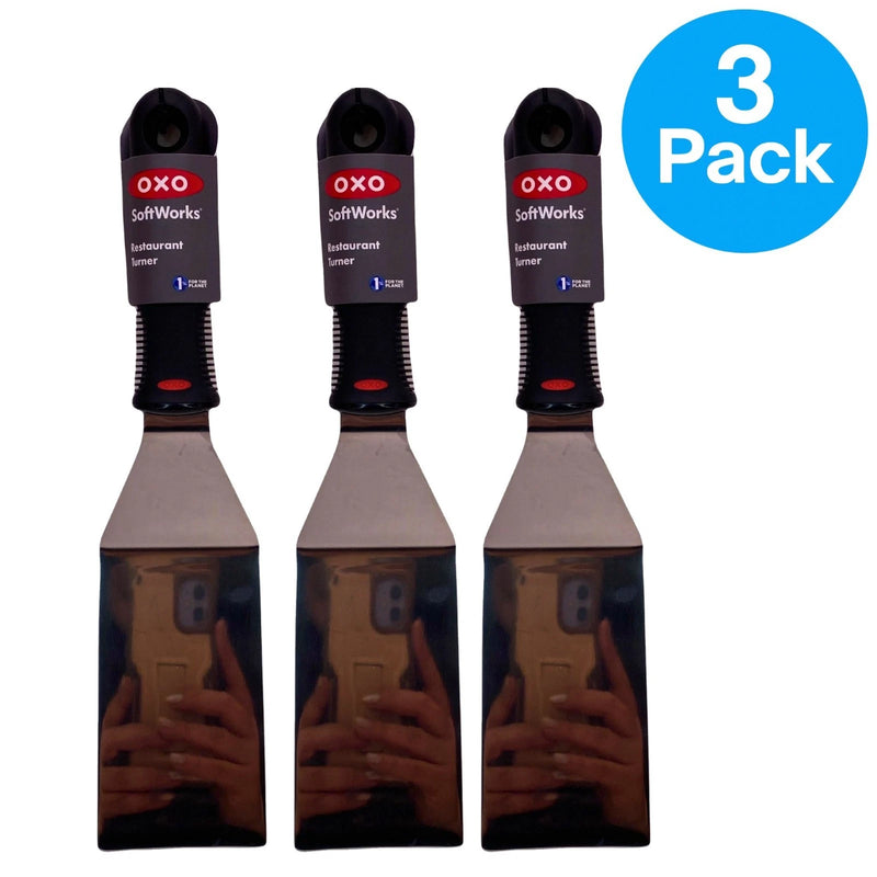 OXO SoftWorks Restaurant Turner Stainless Steel Spatula 3 Pack Bundle Set