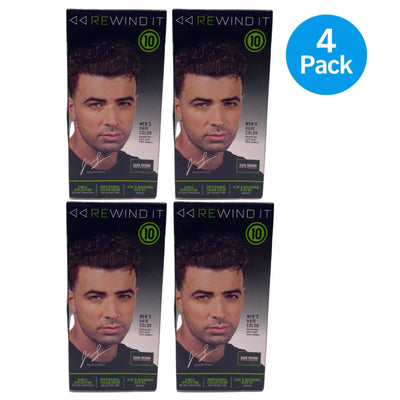 Rewind It 10 Men's Hair Color Dark Brown 4 Pack Single Application