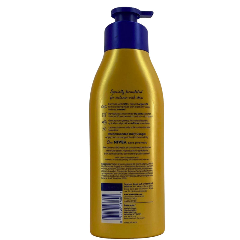 Nivea Skin Firming Melanin Beauty & Hydration Body Lotion with Q10 & Argan Oil