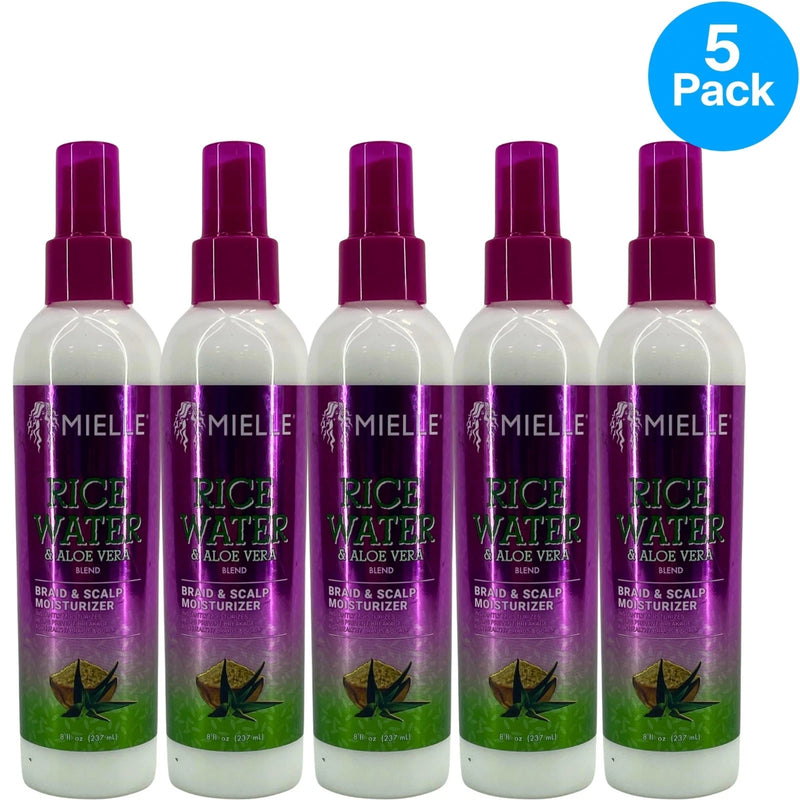 Mielle Organics Rice Water & Aloe Vera Braid & Scalp Moisturizer Spra 5 Pack New
