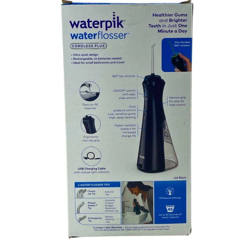 Waterpik Cordless Plus Water Flosser Jet Black Rechargeable Oral Care 2 Pack