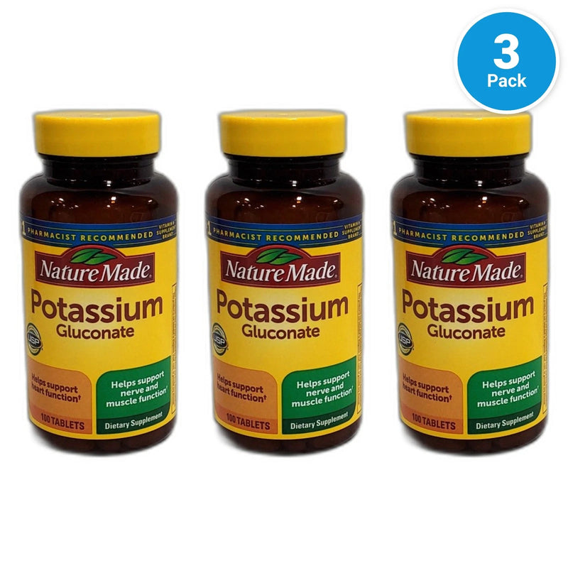 Potassium Gluconate Mineral Supplement 100 Capsules Non Exp 01/30 Pack of 3 New