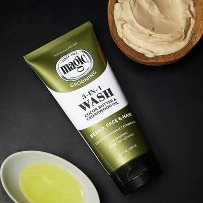 Magic Clean 3-in-1 Beard Wash with Almond Oil – Pack of 6 (6.8 oz each) NEW