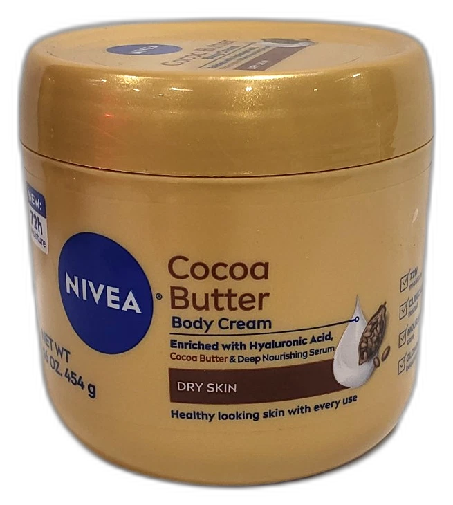 Nivea Cocoa Butter Body Cream Hyaluronic Acid Dry Skin 16oz Pack of 4 New