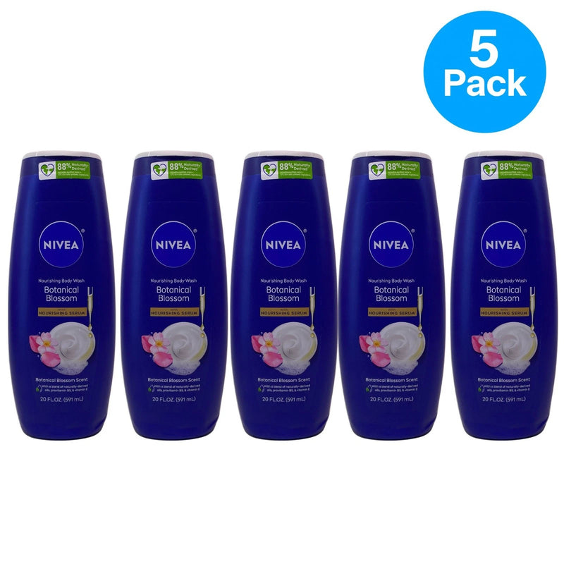 NIVEA Botanical Blossom Nourishing Body Wash 20 fl oz 5 Pack New