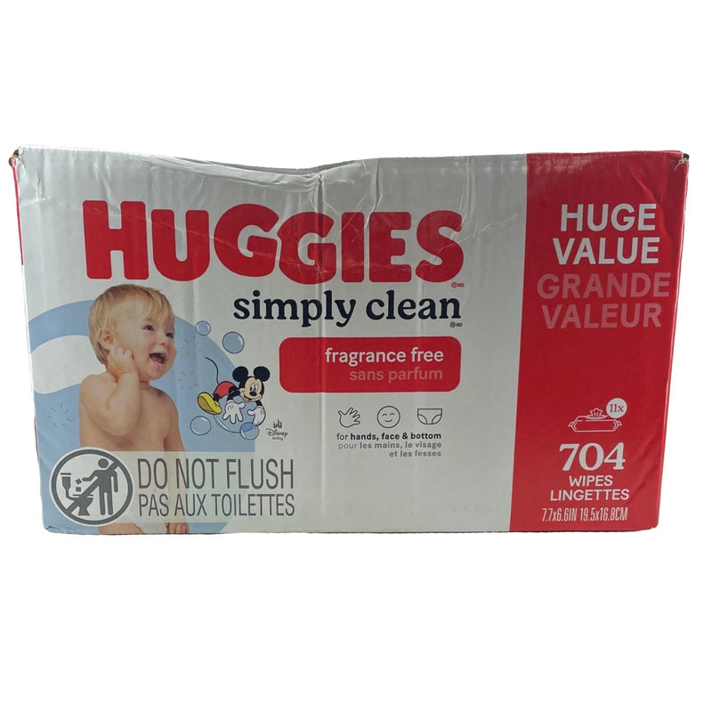 Huggies Simply Clean Fragrance Free Baby Wipes 704 Count Box Damaged New