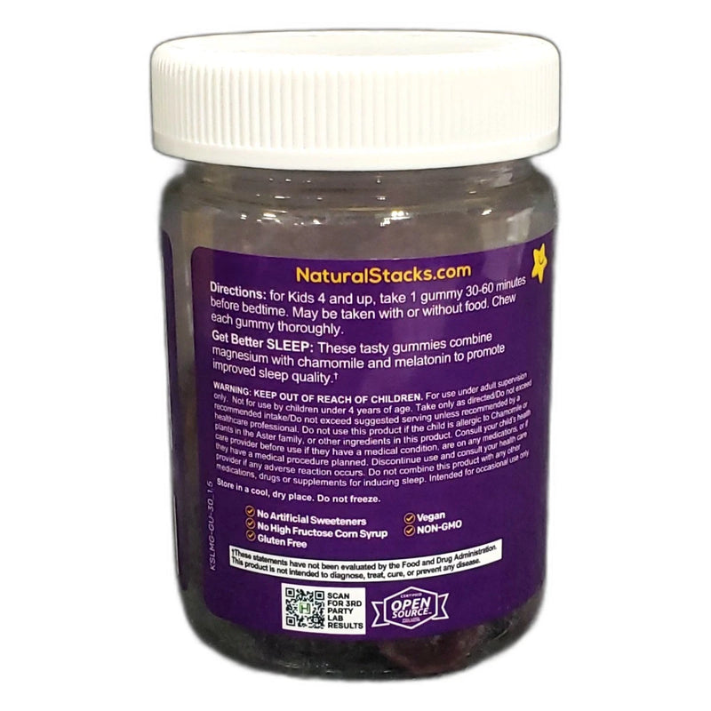 Natural Stacks Magnesium Gummies Kids Sleep 120 Total Exp 02/27 Pack of 4 New