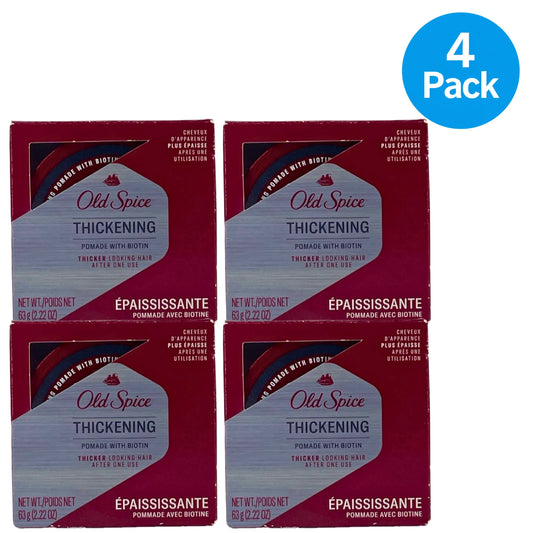 Old Spice Thickening Pomade with Biotin Men's Hair Styling 2.22 oz 4 Pack Bundle