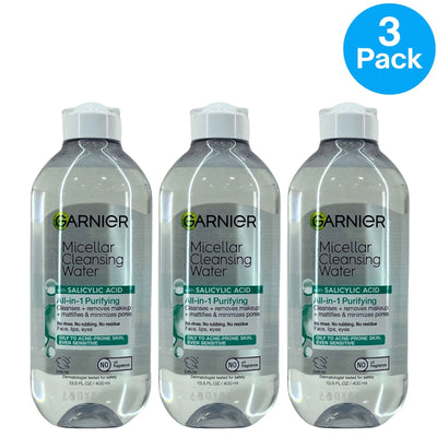 Garnier Micellar Cleansing Water Salicylic Acid 13.5 Oz 3 Pack New