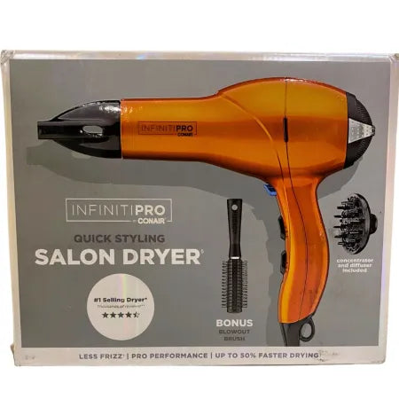 Conair InfinitiPRO Quick Styling Salon Hair Dryer Orange Bonus Brush 259RNY New