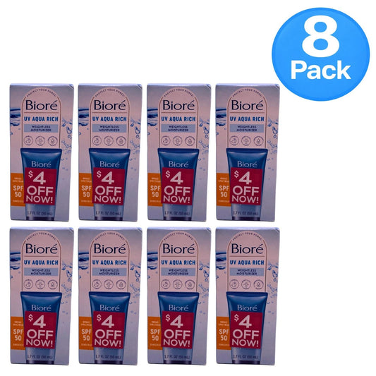 Bioré UV Aqua Rich Weightless Moisturizer SPF 50 sunscreen 8 pack bundle