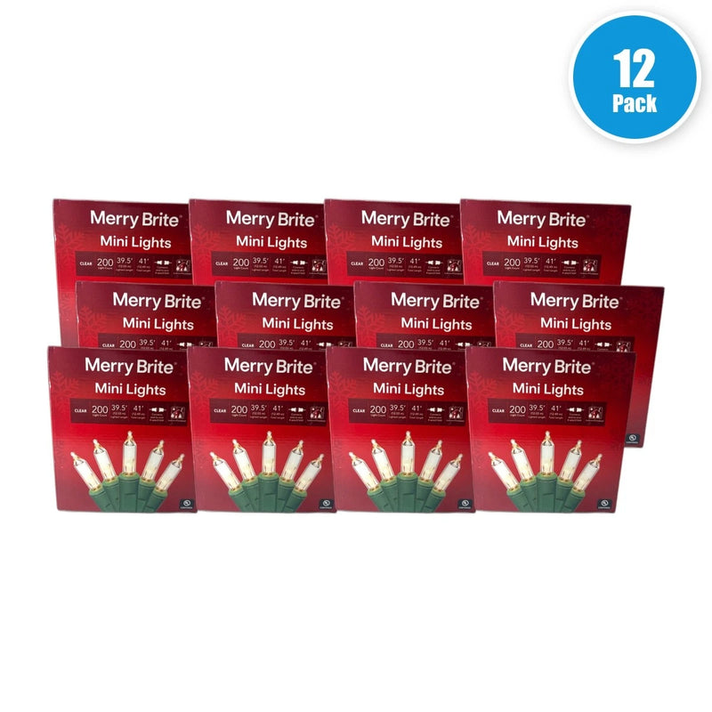 Merry Brite Mini Lights Christmas Tree Clear Bulbs 7200 Total Pack of 12 New