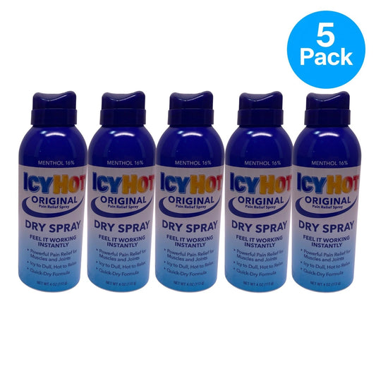 Icy Hot Original Pain Relief Spray 4oz 5 Pack bottles for muscle and joint pain relief