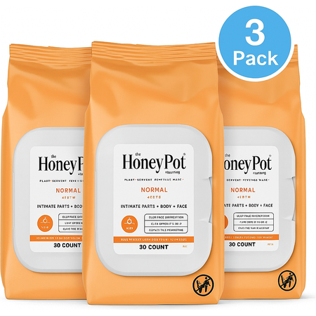 The Honey Pot Feminine Wipes Normal 30ct 3 Pack Intimate Use New