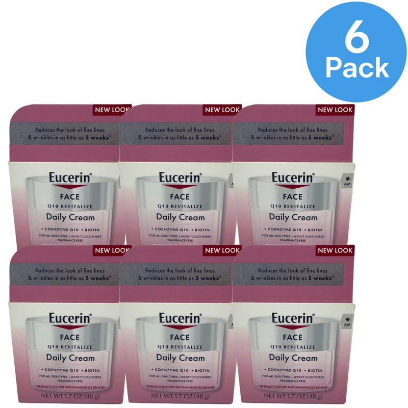 Eucerin Face Q10 Revitalize Daily Cream Fragrance Free 1.7 oz 6 Pack New