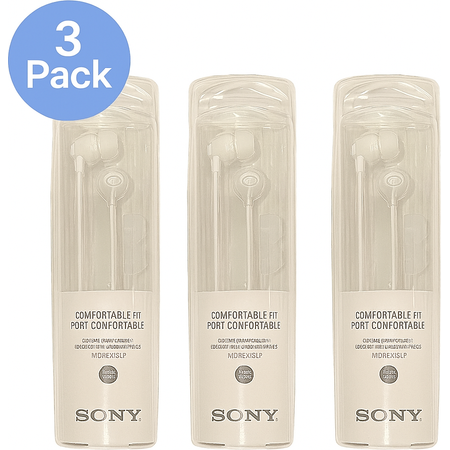 Sony MDR-EX15LP In-Ear Stereo Headphones White 3 Pack New 1