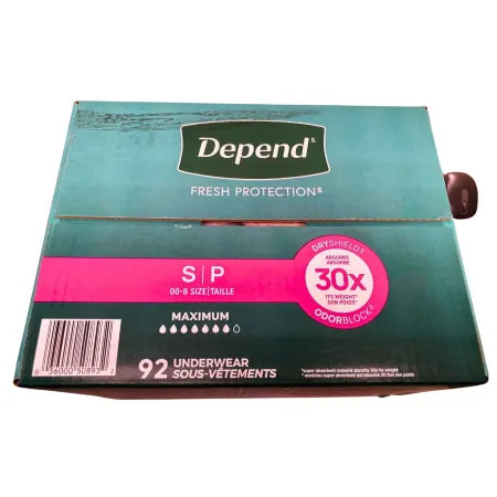 Depend Fresh Protection Maximum Absorbency Underwear Size Small 92-Ct New