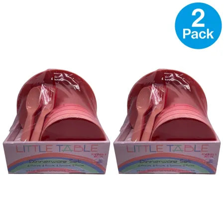 Kids Dinnerware Set 2 Pack Plates Bowls Spoons Forks BPA Free