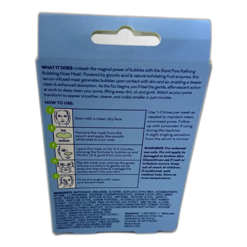 Bioré Pore Refining Bubbling Nose Mask 40 Total Pack of 5 New