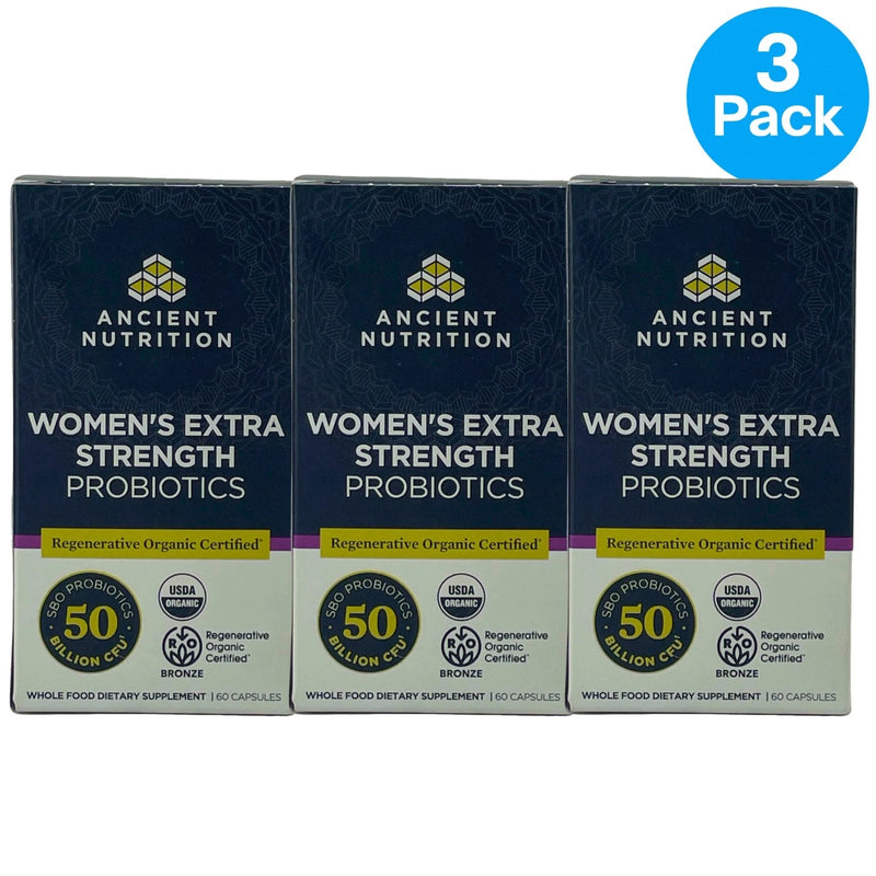 Ancient Nutrition Women's Extra Probiotics 50 Billion CFU 60 Caps 3 Pack New
