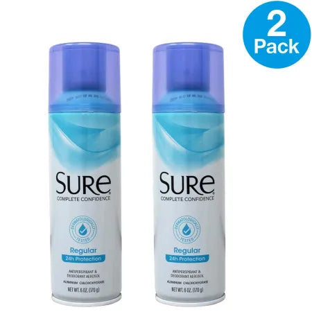 Sure Complete Confidence Regular Antiperspirant & Deodorant Aerosol 2 Pack New