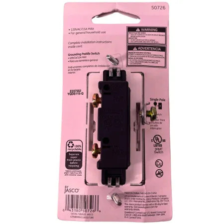 GE UltraPro Grounding Paddle Light Switch Single Pole 15A White 2 Pack