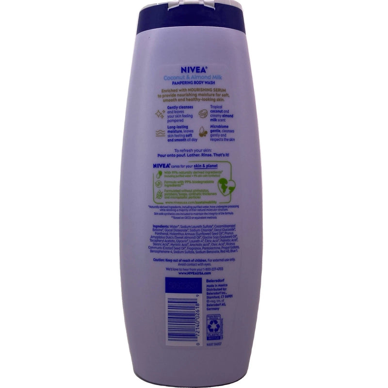 NIVEA Coconut & Almond Milk Body Wash 20 fl oz 2 Pack New