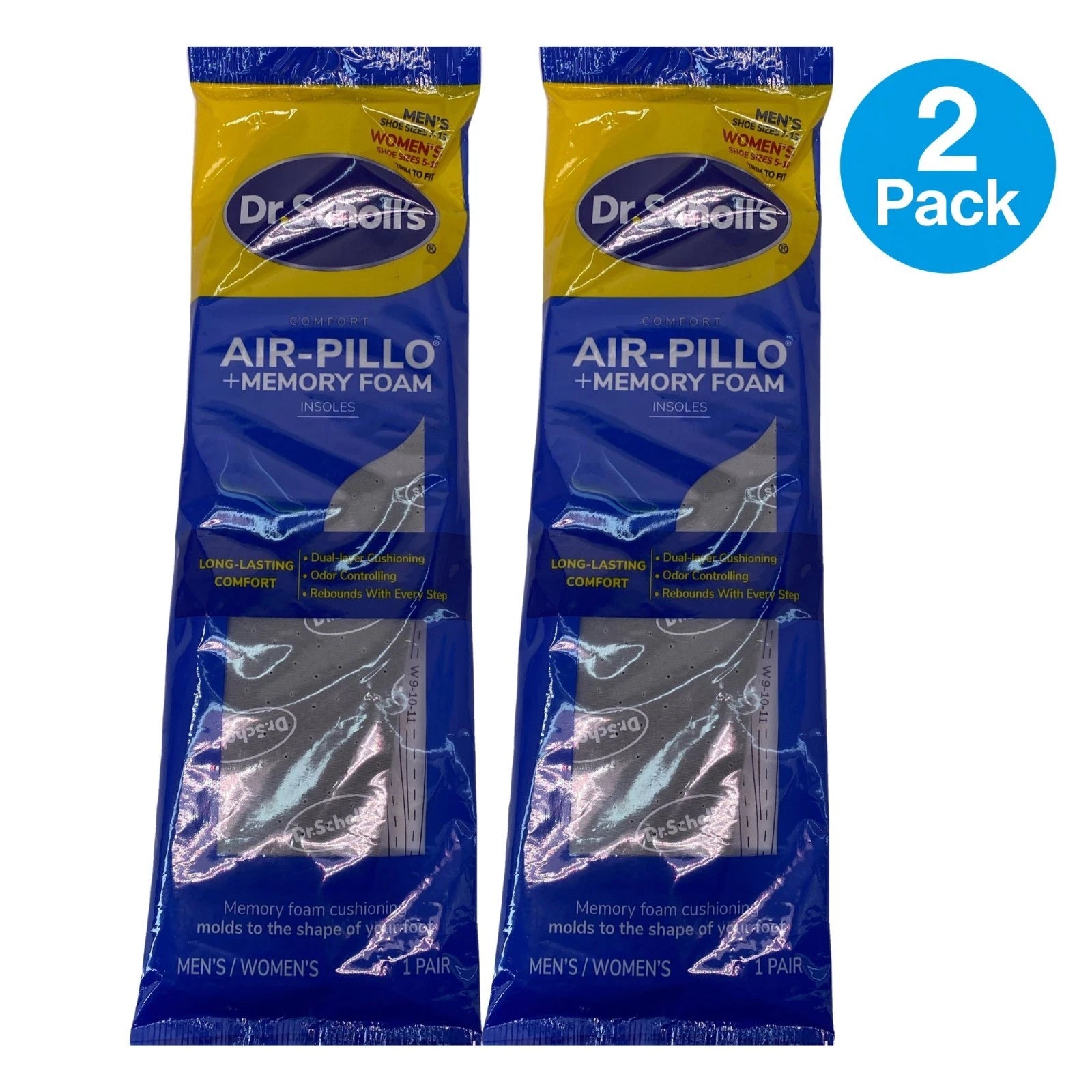 Dr. Scholl’s Air-Pillo Memory Foam Insoles Unisex Comfort Trim to Fit 2 Pack New 1