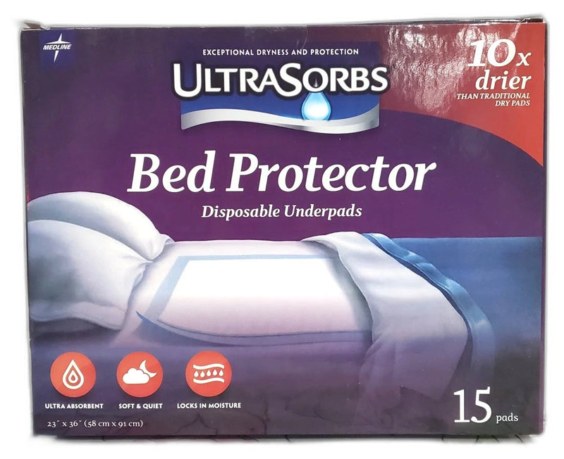15 Pads Ultrasorbs Advanced Plus Drypads Bed Protector Disposable Underpads
