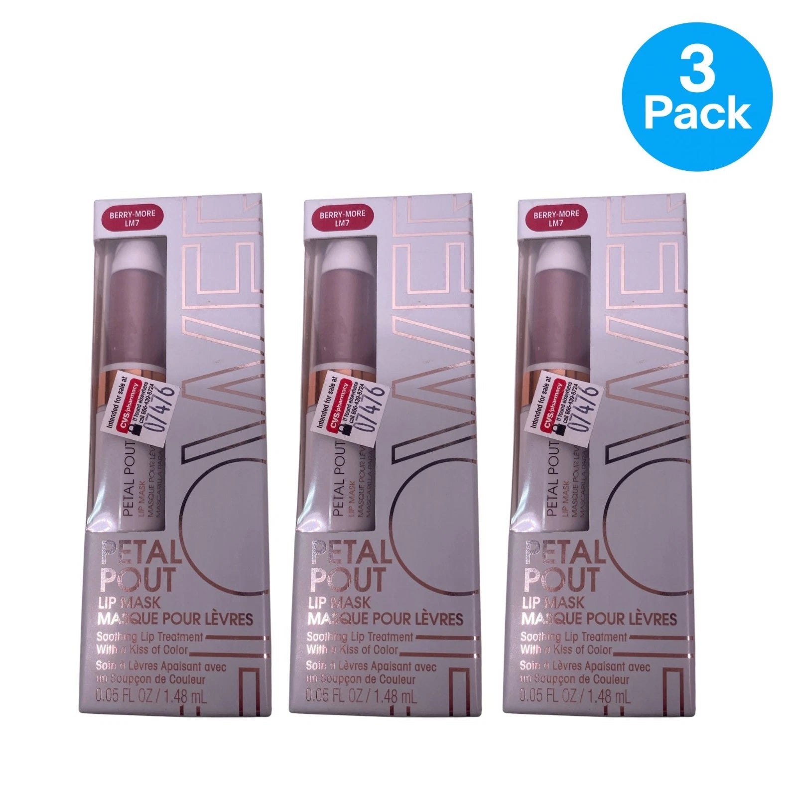 Petal Pout Lip Mask 0.05 oz Berry-More 3 Pack New