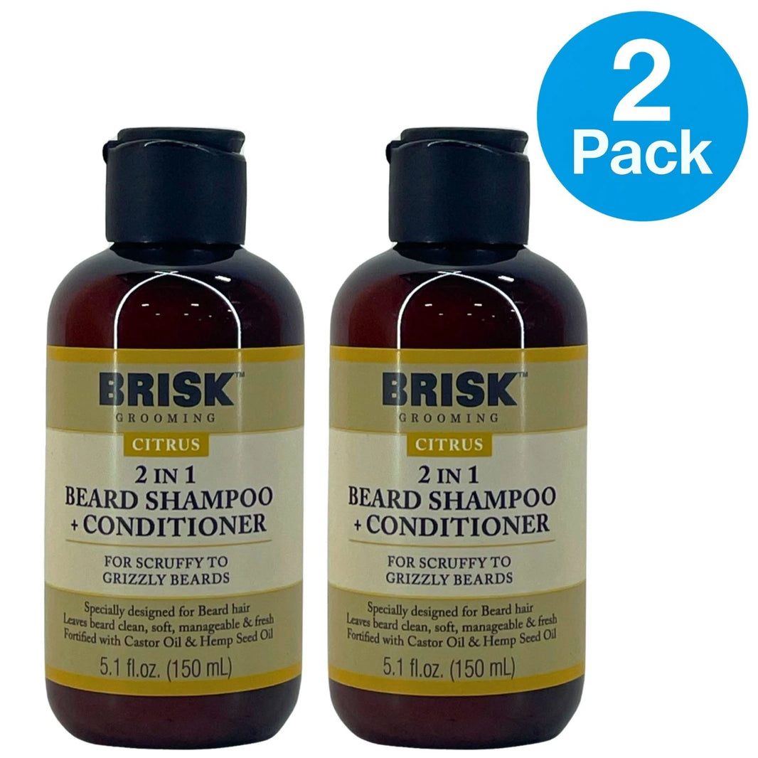 Brisk Grooming 2-in-1 Beard Shampoo + Conditioner - Citrus - 5.1oz - 2 Pack