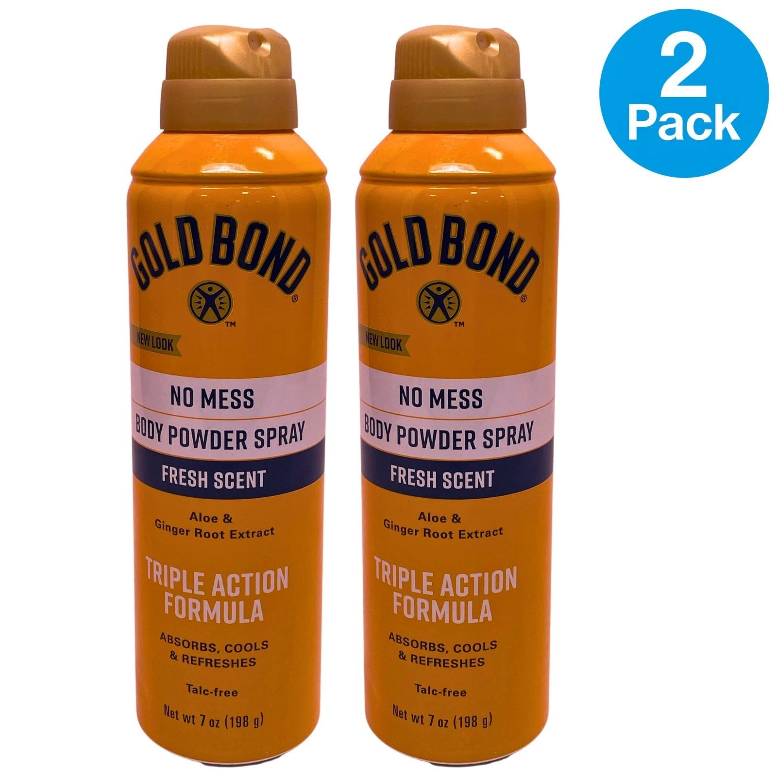 Gold Bond No Mess Body Powder Spray Fresh Scent 7oz 2 Pack